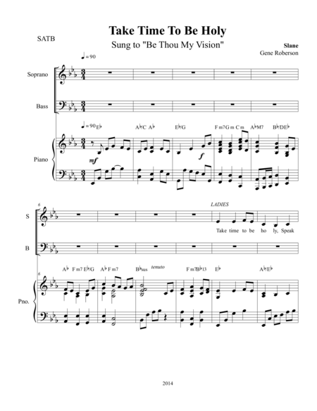 Take Time To Be Holy Slane Sheet Music