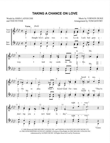 Free Sheet Music Taking A Chance On Love Ssaa