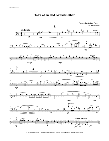 Tales Of An Old Grandmother Op 31 For Euphonium Piano Sheet Music