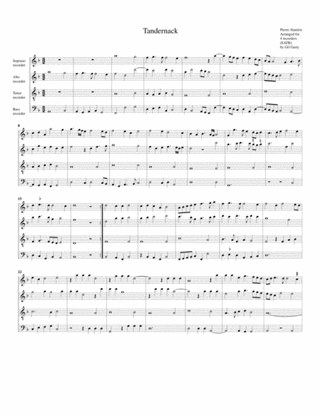 Free Sheet Music Tandernackt Andernaken Arrangement For 4 Recorders