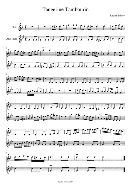 Free Sheet Music Tangerine Tambourin Flute And Alto Flute