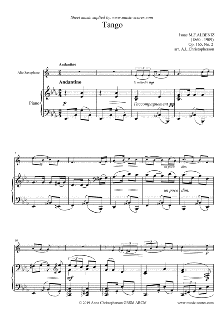 Tango Alto Sax And Piano Sheet Music