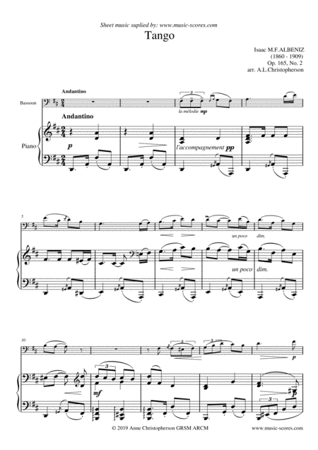 Tango Bassoon And Piano Sheet Music