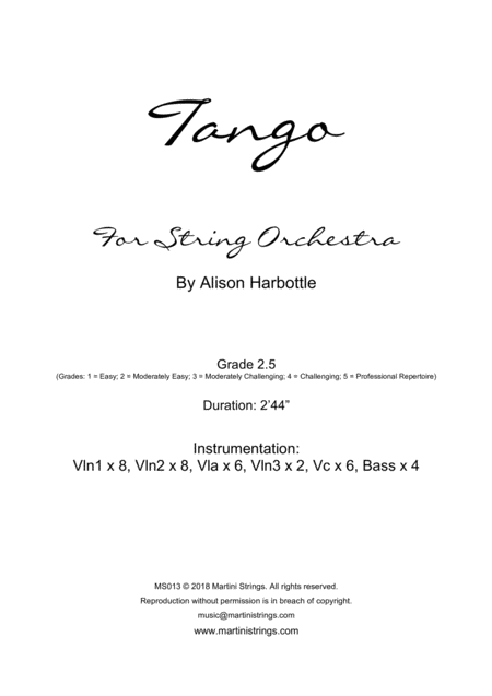 Free Sheet Music Tango For String Orchestra