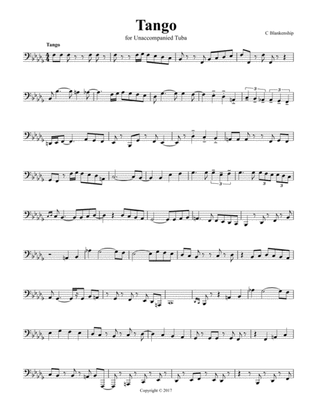 Tango For Unaccompanied Tuba Sheet Music