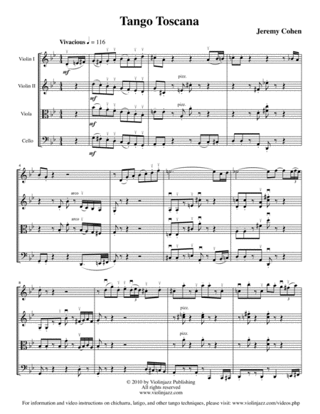 Free Sheet Music Tango Toscana String Quartet