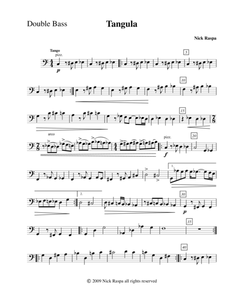 Free Sheet Music Tangula From Three Dances For Halloween Double Bass Part