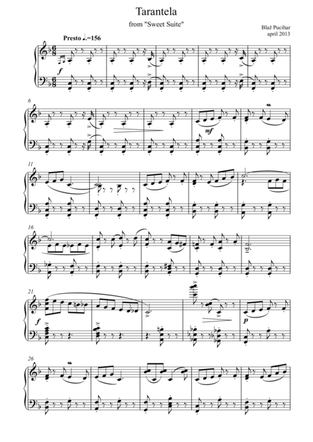 Free Sheet Music Tarantela For Piano
