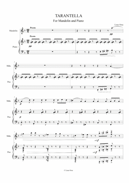 Free Sheet Music Tarantella For Mandolin And Piano