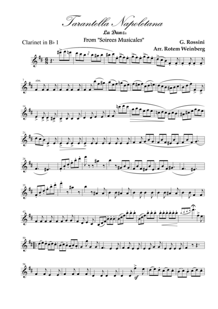 Tarantella Napoletana La Danza Clarinet Quartet Sheet Music