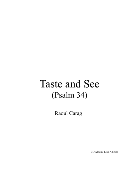 Taste And See Psalm 34 Sheet Music