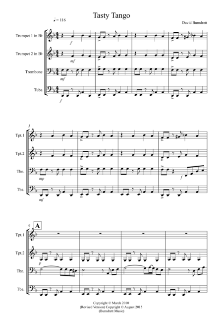 Free Sheet Music Tasty Tango For Brass Quartet