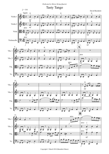 Tasty Tango For String Quartet Sheet Music