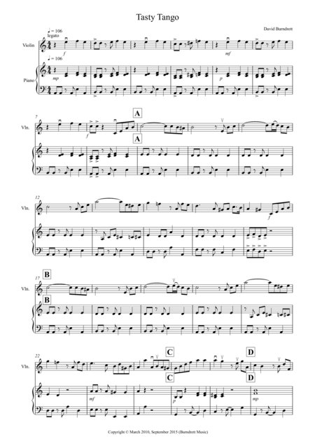 Tasty Tango For Violin And Piano Sheet Music