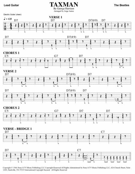 Free Sheet Music Taxman Guitar Tab