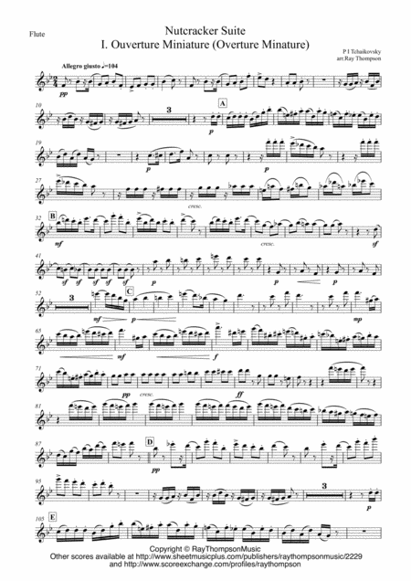 Tchaikovsky Casse Noisette Nutcracker Suite Complete Parts Only Wind Quintet Sheet Music