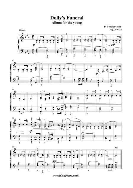 Tchaikovsky Dollys Funeral The Album Of The Young Op 39 No 08 Icanpiano Style Sheet Music