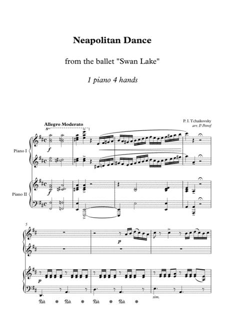 Tchaikovsky Neapolitan Dance From The Ballet Swan Lake 1 Piano 4 Hands Sheet Music