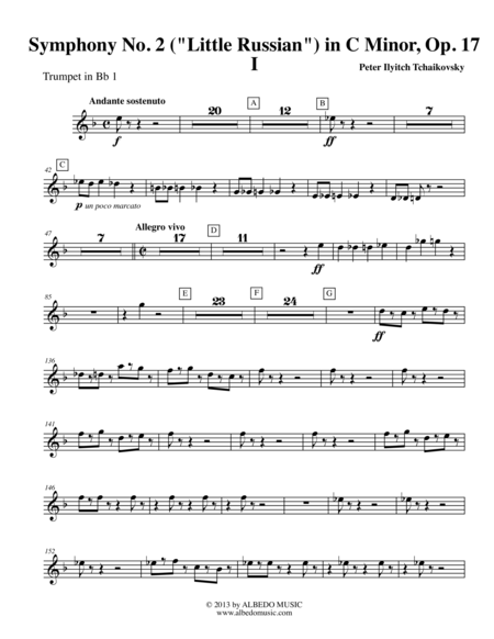 Free Sheet Music Tchaikovsky Symphony No 2 Movement I Trumpet In Bb 1 Transposed Part Op 17