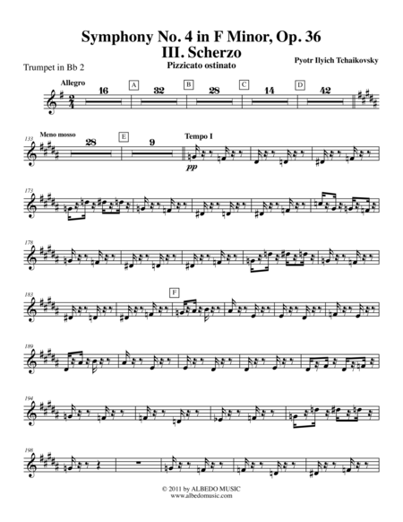 Free Sheet Music Tchaikovsky Symphony No 4 Movement Iii Trumpet In Bb 2 Transposed Part Op 36