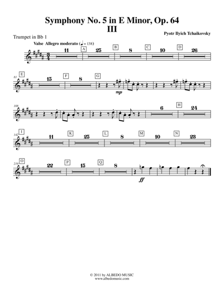 Free Sheet Music Tchaikovsky Symphony No 5 Movement Iii Trumpet In Bb 1 Transposed Part Op 64