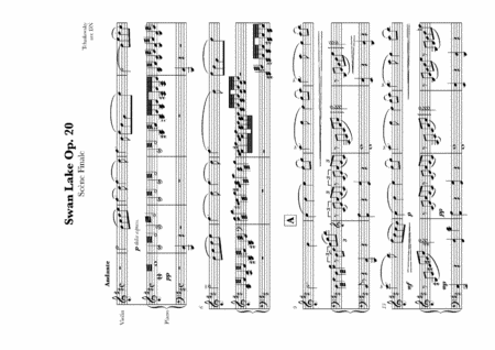 Free Sheet Music Tchaikovsky Theme From Swan Lake For Violin With Piano Accompaniment