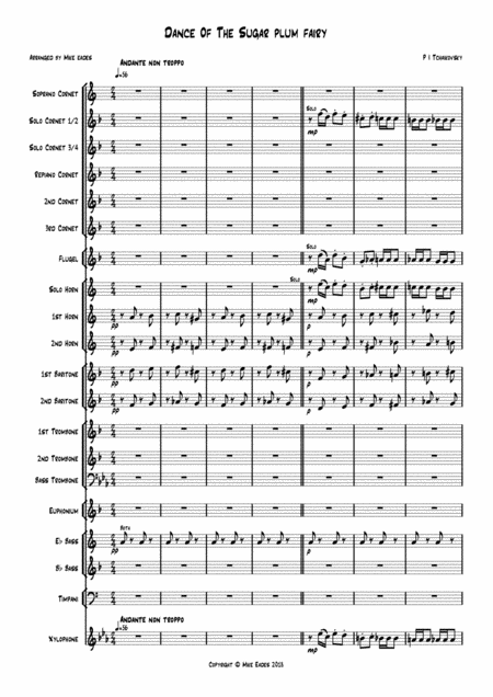 Free Sheet Music Tchaikovskys Dance Of The Sugar Plum Fairy For Brass Band