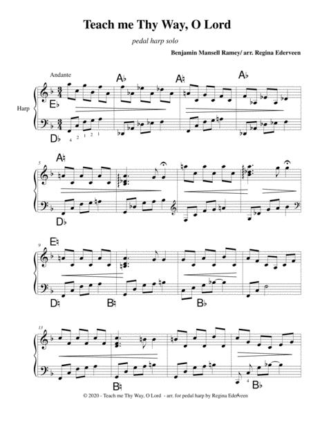 Teach Me Thy Way O Lord Pedal Harp Solo Sheet Music