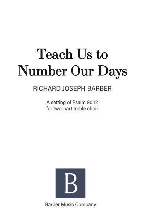 Teach Us To Number Our Days Sheet Music