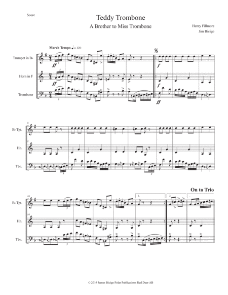 Free Sheet Music Teddy Trombone