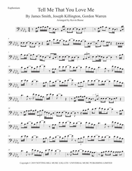 Tell Me That You Love Me Euphonium Original Key Sheet Music