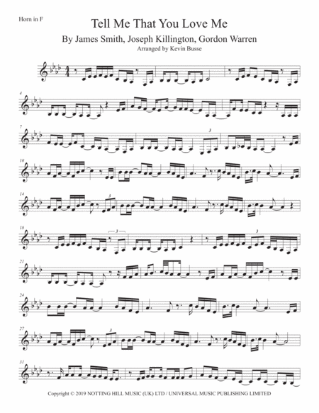 Tell Me That You Love Me Horn In F Original Key Sheet Music