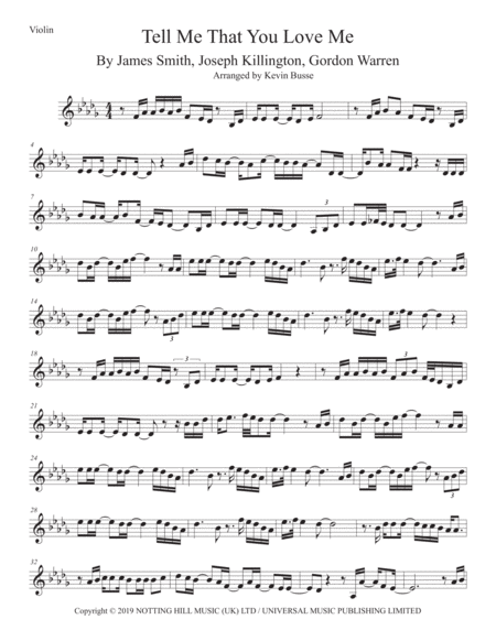 Tell Me That You Love Me Violin Original Key Sheet Music