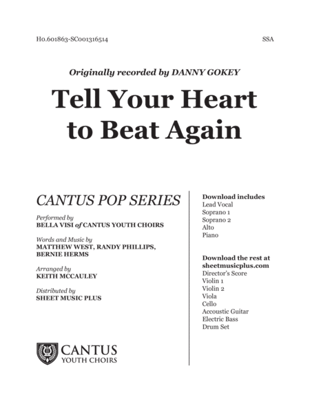 Free Sheet Music Tell Your Heart To Beat Again Choir And Piano