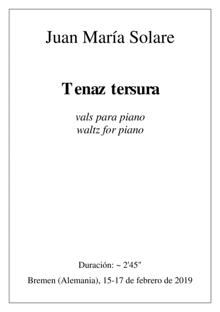 Free Sheet Music Tenaz Tersura Piano Solo