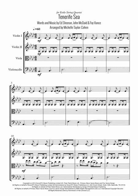 Free Sheet Music Tenerife Sea String Quartet