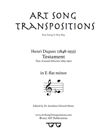 Free Sheet Music Testament E Flat Minor