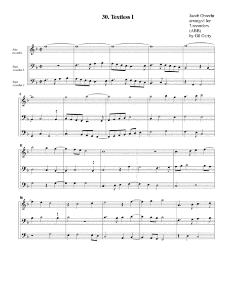 Free Sheet Music Textless I Arrangement For 3 Recorders