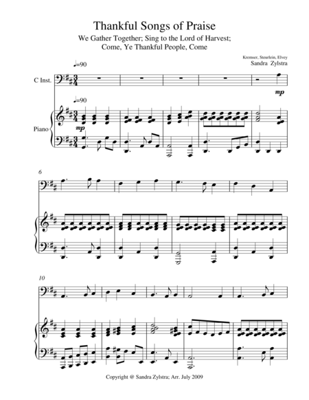 Thankful Songs Of Praise Bass C Instrument Solo Sheet Music