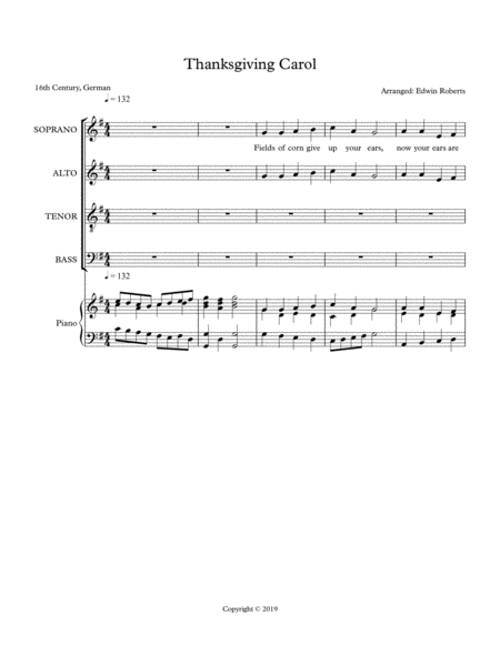 Free Sheet Music Thanksgiving Carol