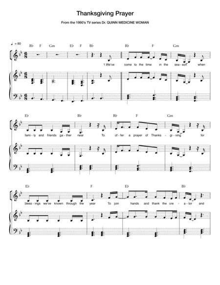 Thanksgiving Prayer Early Intermediate Sheet Music