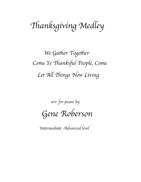 Thanksgiving Song Medley For Piano Solo Sheet Music