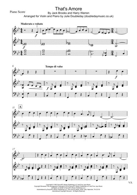 Free Sheet Music That Amore That Love For Violin And Piano