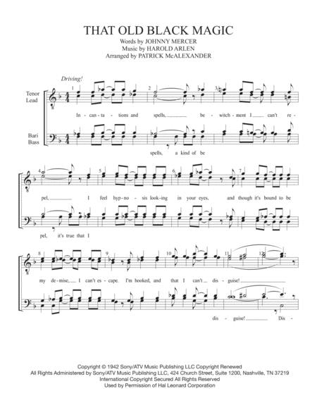 Free Sheet Music That Old Black Magic