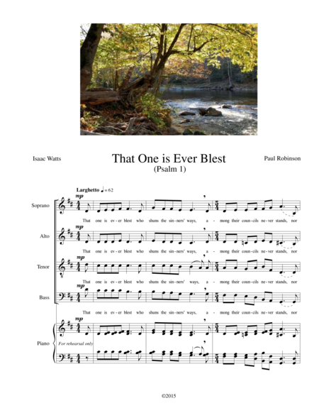 That One Is Ever Blest Psalm 1 Sheet Music