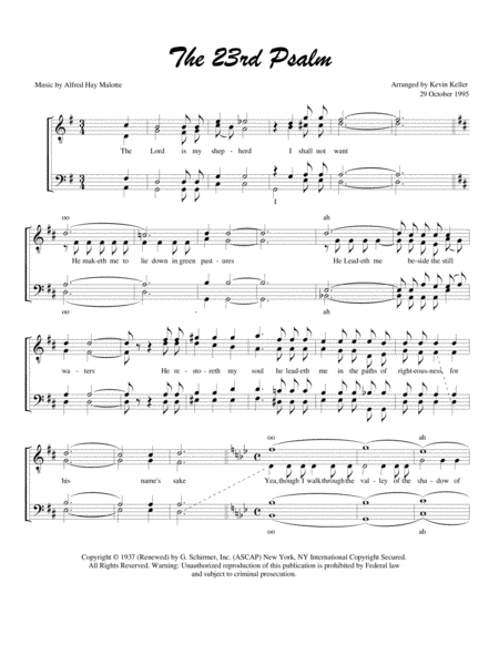 Free Sheet Music The 23rd Psalm