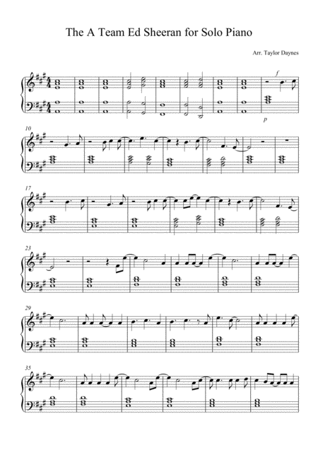 Free Sheet Music The A Team For Easy Solo Piano