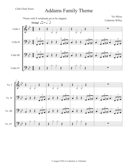 The Addams Family Theme 4 Cellos Sheet Music