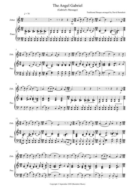 Free Sheet Music The Angel Gabriel For Zither And Piano