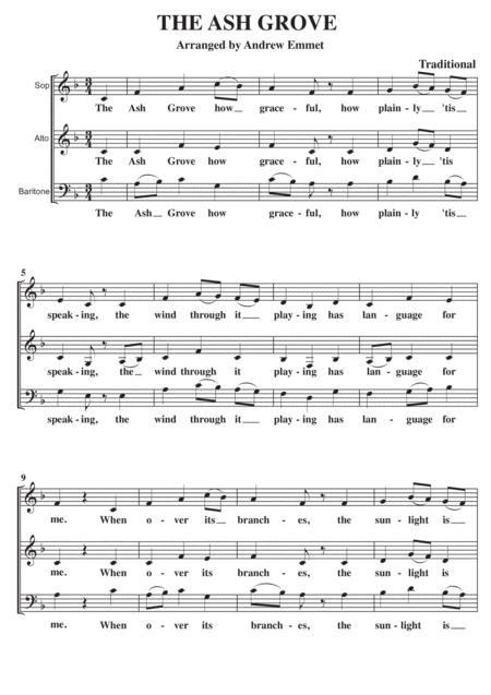 Free Sheet Music The Ash Grove A Cappella Sab